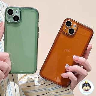 เคสโทรศัพท์มือถือแบบนิ่ม TPU ใส กันกระแทก สีพื้น เรียบง่าย สําหรับ IPhone 11 14 13 12 Pro Max XS XR 7 8 Plus SE