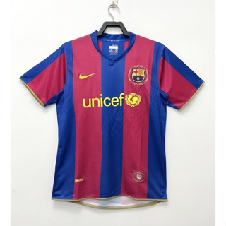 เสื้อกีฬาแขนสั้น ลายทีมชาติฟุตบอล Barcelona 07-08 ชุดเหย้า สไตล์วินเทจ