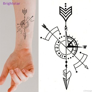 Brightstar สติกเกอร์รอยสักชั่วคราว กันน้ํา ลายลูกศร นาฬิกาโรมัน สําหรับติดแขน ร่างกาย