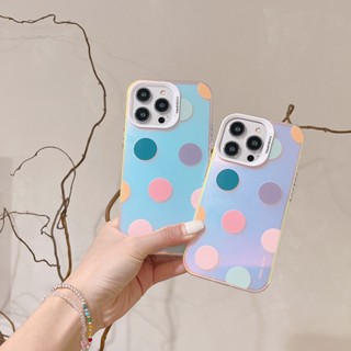 เคสโทรศัพท์มือถือ พลาสติกแข็ง ลายจุด ไล่โทนสี โฮโลแกรม สําหรับ iPhone 11 12 13 14 Pro Max