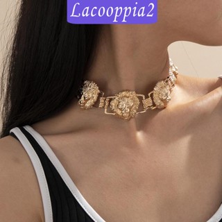 [Lacooppia2] สร้อยคอโชคเกอร์ โลหะ จี้หัวสิงโต สไตล์ฮิปฮอป สําหรับผู้หญิง และผู้ชาย