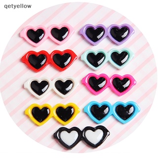 Qetyellow ใหม่ แว่นตาเรซิ่น รูปหัวใจน่ารัก ขนาดเล็ก อุปกรณ์เสริม สําหรับตกแต่ง 10 ชิ้น