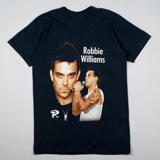 เสื้อยืดแขนสั้น ลาย VTG Robbie Williams สีดํา สําหรับผู้ชาย และผู้หญิง 2023