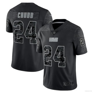 เสื้อกีฬาแขนสั้น ลายทีมชาติฟุตบอล NFL Cleveland Browns Jersey Nick Chubb สีดํา