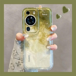 [พร้อมส่ง] ใหม่ เคสโทรศัพท์มือถือ ซิลิโคน ลายภาพวาดหมึก สีเขียว เรียบง่าย สําหรับ Huawei p60pro p50pro Honor 90 80 70 60 50pro p40 nova11 10 9