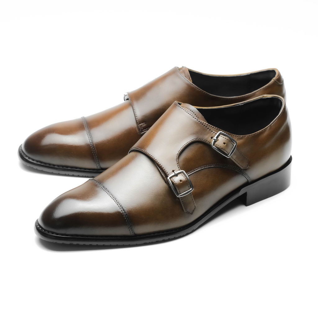 Double Monk Strap 165 GRACE SAIGON 2-Buckle Leather Western Shoes