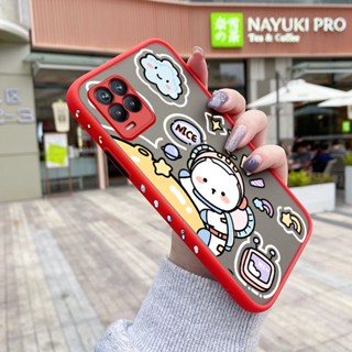 เคสโทรศัพท์มือถือแข็ง แบบใส ขอบสี่เหลี่ยม บาง กันกระแทก ลายการ์ตูนอวกาศ สําหรับ Realme 8 4G Realme 8 Pro