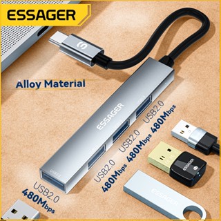 Essager 4 in 1 อะแดปเตอร์ฮับ USB C USB 2.0 ความเร็วสูง อเนกประสงค์ สําหรับแล็ปท็อป คอมพิวเตอร์ สํานักงาน ฮับ Type C