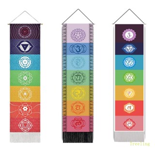 Treeling 7 Chakra Mandala พรมแบนเนอร์ ลายโยคะ สําหรับตกแต่งผนังบ้าน