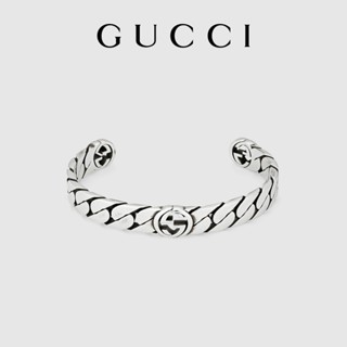 [พร้อมกล่องบรรจุภัณฑ์] พร้อมส่ง GUCCI GUCCI สร้อยข้อมือเงิน รุ่น G Wide