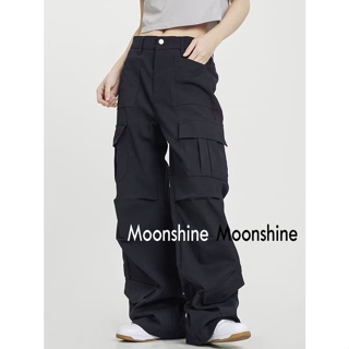 Moon  กางเกงขายาว คาร์โก้ กางเกง เชือกอเมริกันคลาสิค Cargo pants 2023 NEW ทันสมัย Trendy ins Stylish A20M03W 36Z230909