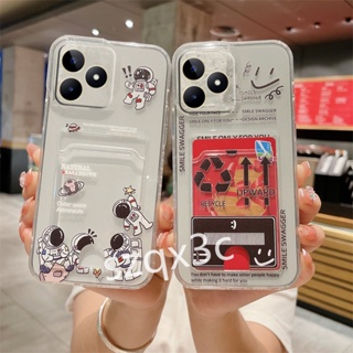 ใหม่ เคสโทรศัพท์มือถือแบบนิ่ม TPU ใส ลายนักบินอวกาศน่ารัก พร้อมช่องใส่บัตร แฟชั่น สําหรับ Realme11 Pro Realme 11 10T 10 Pro+ Plus C53 C55 4G 2023