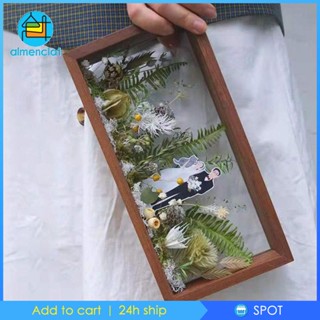 [Almencla1] กรอบรูปไม้ ลายดอกไม้แห้ง 3D ขนาดพกพา สําหรับตกแต่งบ้าน ห้องนั่งเล่น บาร์