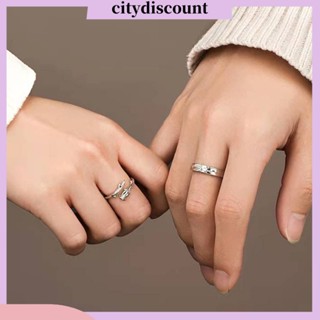 &lt;citydiscount&gt; แหวนคู่รัก สีเงิน เจ้าชายและดอกกุหลาบ ปรับได้ เครื่องประดับตกแต่ง ทองแดง ผู้หญิง ผู้ชาย แหวนนิ้ว ของขวัญวันวาเลนไทน์