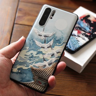 【3D Pattern】เคสโทรศัพท์มือถือ แบบนิ่ม ลายนกกระเรียน สไตล์จีนดั้งเดิม สําหรับ Huawei Y9s Y7p Y7 Pro Y7a Nova 7i 7 SE P20 P30 Lite P40 P50 P60 Mate 20 30 40 Pro