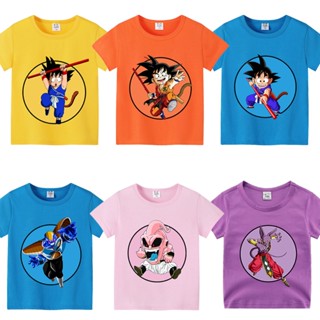 เสื้อยืดลําลอง ผ้าฝ้าย แขนสั้น ระบายอากาศ พิมพ์ลาย Dragon Ball Z สไตล์คลาสสิก แฟชั่นฤดูร้อน สําหรับเด็กผู้ชาย และเด็กผู้หญิง