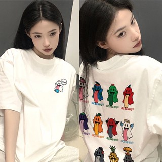 เสื้อยืดคอกลม แขนสั้น พิมพ์ลายการ์ตูน Baju Perempuan น่ารัก ฤดูร้อน สําหรับผู้หญิง