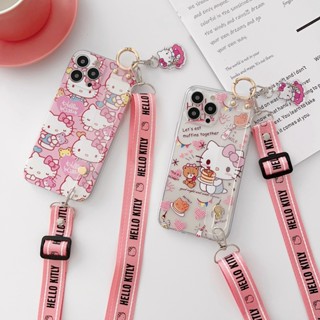 เคสโทรศัพท์มือถือ TPU ลายการ์ตูนเฮลโลคิตตี พร้อมสายคล้องยาว สําหรับ Huawei Mate 10 10 Pro 20 20 Pro 20X 4G 5G 20 Lite 30 30 Pro 40 40 Pro 40E Pro 40 Pro Plus 40 RS