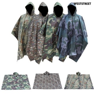 Weststreet เสื้อกันฝน เสื้อปอนโช ตั้งแคมป์ ตกปลา ลายพราง สําหรับผู้ชาย ผู้หญิง