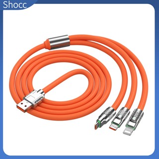 Shocc 3-in-1 สายชาร์จ Usb โลหะ 6A 120W 8-pin สําหรับ Iphone Micro Usb Type-C