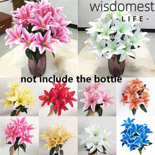 WISDOMEST ช่อดอกลิลลี่ประดิษฐ์ 10 ดอก หลากสีสัน คุณภาพสูง DIY