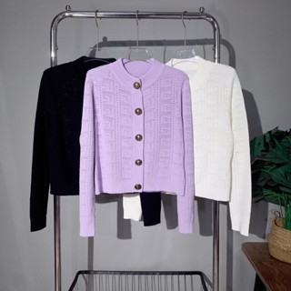 Balma * สไตล์ใหม่ เผือก สีม่วง กลวง ลายนูน ปุ่มสีทอง สลิมฟิต ยืนขึ้น ปกยาว @