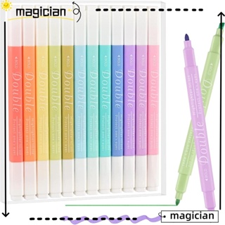 Mag ปากกามาร์กเกอร์ ไฮไลท์ พลาสติก แห้งเร็ว 12 สี สีพาสเทล