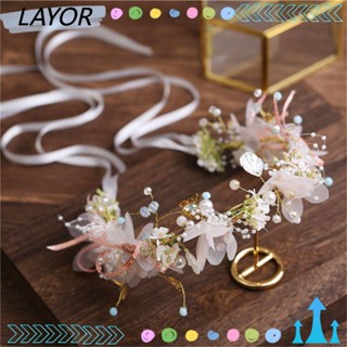 LAY Flower Headband Hair Accessories Pearl Bracelet Bridal Jewelry Tiara Headpiece