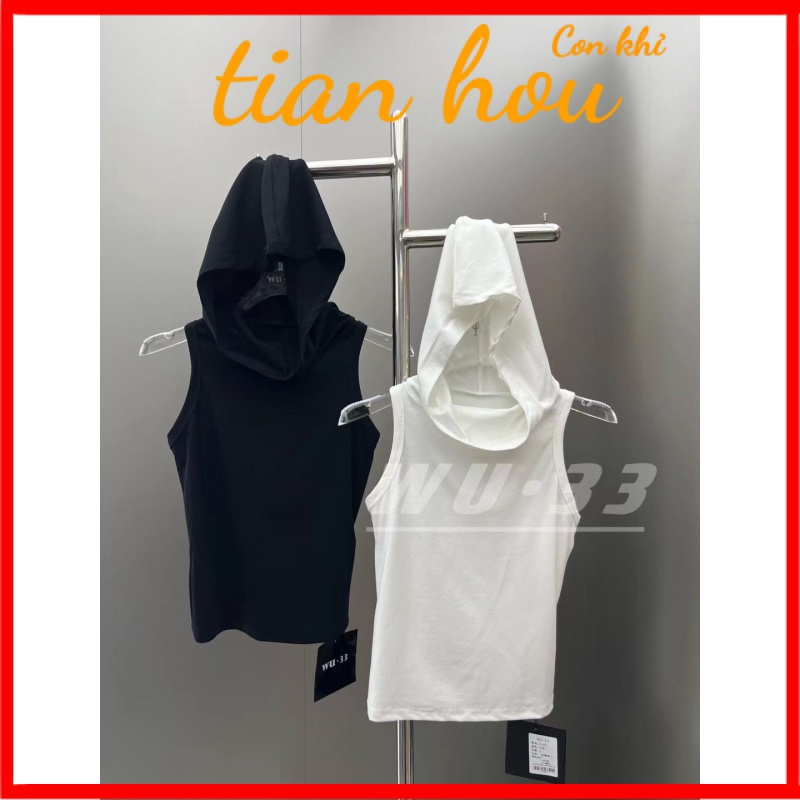 เสื้อยืดแขนกุด มีฮู้ด ทรงสลิมฟิต สีขาว แฟชั่นฤดูร้อน สําหรับผู้หญิง 0UCC