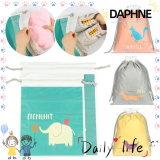 Daphne กระเป๋าหูรูด ลายการ์ตูน สองชั้น สําหรับใส่เสื้อผ้าใช้แล้ว