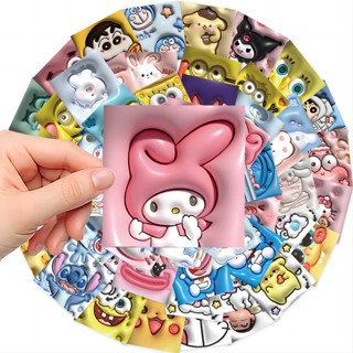 62pcs สติกเกอร์ PVC ลายการ์ตูนน่ารัก 3D กันน้ํา สําหรับติดตกแต่งสมุด TZ051