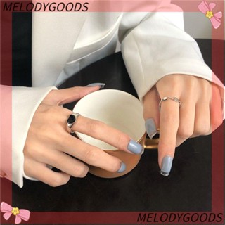 MELODG แหวนเงิน รูปหัวใจ สีดํา เครื่องประดับ