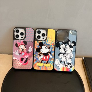 Casetify เคสโทรศัพท์มือถือ ซิลิโคนนิ่ม กันฝุ่น ลายการ์ตูนมิกกี้ มินนี่เมาส์ มีกระจกด้านข้าง สําหรับ iPhone 14 Pro Max 11 12 Pro Max 13 Pro Max