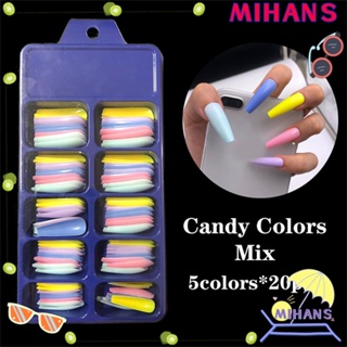 Mihan เล็บปลอมอะคริลิค สีแคนดี้ DIY 100 ชิ้น