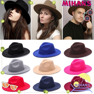 MIH Fedora หมวกคาวบอย ปีกกว้าง ประสิทธิภาพสูง เหมาะกับใส่เต้นรํา ปาร์ตี้ แฟชั่นฤดูใบไม้ร่วง และฤดูหนาว สําหรับผู้หญิง และผู้ชาย