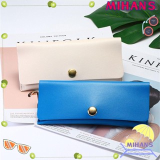 Mih กล่องแว่นกันแดด, กระเป๋าแว่นตา พับได้ สีพื้น, เคสแว่นตา หนัง PU แบบพกพา สําหรับผู้ชาย ผู้หญิง