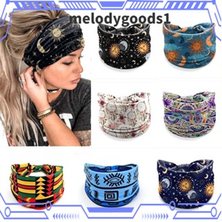 MELODYGOODS1 ผ้าโพกหัว, ที่คาดผมกว้าง พิมพ์ลายดาว, ใหม่ วินเทจ ผูกปม ปีกกว้าง โบโฮ ผ้าพันคอ สําหรับผู้หญิง