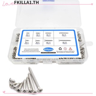 FACCFKI สกรูหัวแบน เหล็กคาร์บอน M2 8 ขนาด 800 ชิ้น สําหรับงานไม้