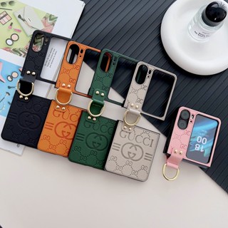 เคสโทรศัพท์มือถือ ฝาพับ พร้อมแหวนขาตั้ง หรูหรา สําหรับ OPPO Find N2 N2Flip