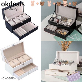 OKDEALS กล่องเก็บนาฬิกาข้อมือควอตซ์ คาร์บอนไฟเบอร์ แบบพกพา