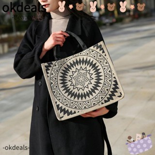 OKDEALS กระเป๋าถือ กระเป๋าโท้ท ขนาดใหญ่ จุของได้เยอะ พิมพ์ลาย สวยหรู สําหรับผู้หญิง