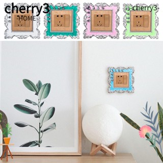 Cherry3 ฝาครอบสวิตช์ไฟ ขอบสีเงิน สําหรับตกแต่งบ้าน ห้องนั่งเล่น