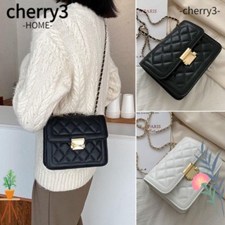 CHERRY3 กระเป๋าสะพายไหล่ กระเป๋าถือ หนัง Pu แต่งสายโซ่คล้อง แฟชั่นสําหรับสตรี