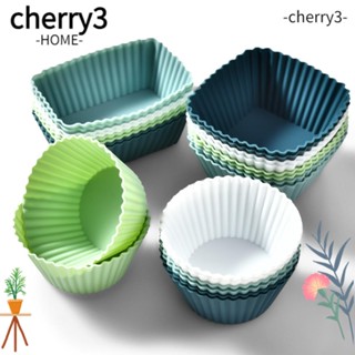 Cherry3 ถ้วยมัฟฟิน ซิลิโคน ทรงสี่เหลี่ยมผืนผ้า ประหยัดพื้นที่ ทําความสะอาดง่าย ไม่เหนียวติด 48 ชิ้น