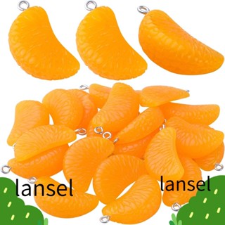 LANSEL แหวนเหล็ก จี้ผลไม้สีส้ม เครื่องประดับเรซินน่ารัก สําหรับต่างหู