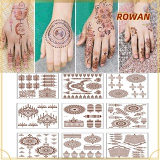 ROWANS สติกเกอร์รอยสักชั่วคราว ลาย Henna MANDALA Indian สีแดง สไตล์คลาสสิก สําหรับติดตกแต่งร่างกาย