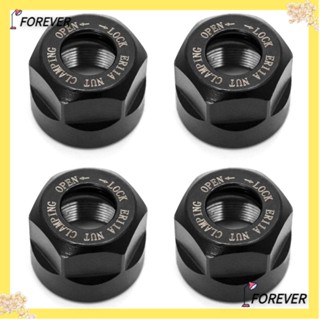 FOREVER Er11-a น็อตหกเหลี่ยม CNC สีดํา แบบเปลี่ยน สําหรับบาร์ต่อขยาย 4 ชิ้น