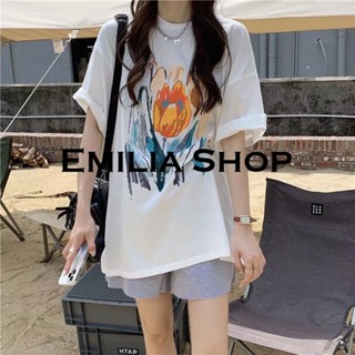 EMILIA SHOP  เสื้อยืด ครอป เสื้อยืดผู้หญิง  ins Stylish ทันสมัย ทันสมัย A99J215 36Z230909