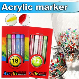 Acrylic Paint Marker Pens Set of 12/18/24 Colors Markers Water Based Pen