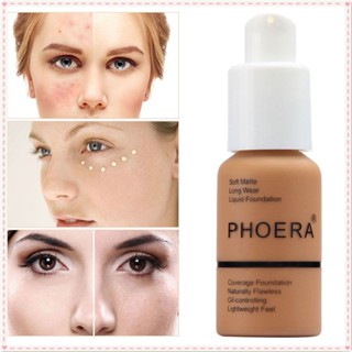 Phoera Moisturizing Liquid Foundation คอนซีลเลอร์ Whitening Brightening Matte Waterproof Long Wear Full Cover Acne Spot Natural Face Base Makeup 10 Color Taller JOYFEEL